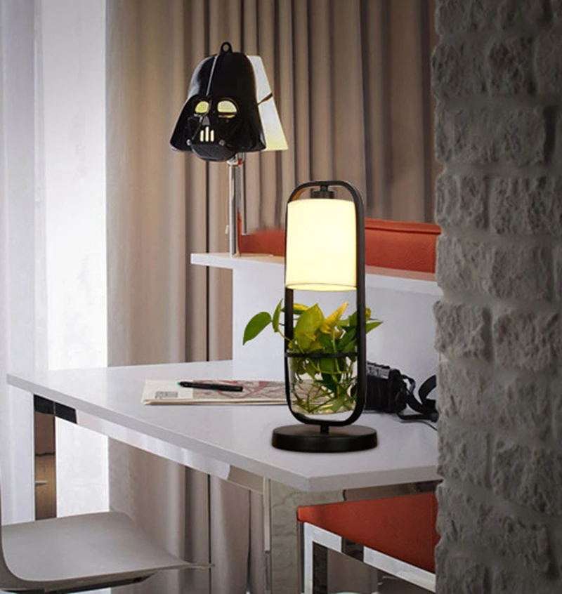 Creative Plant Table Lamp Study Bedroom Bedside Lamp Reading Living Room Table Light with Clear Glass Basin Home Decoration Lamp (1)