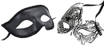 

2 Pack Masquerade Mask Laser-Cut Metal Crystal Cosplay Mask With Venetian Mask For Lovers