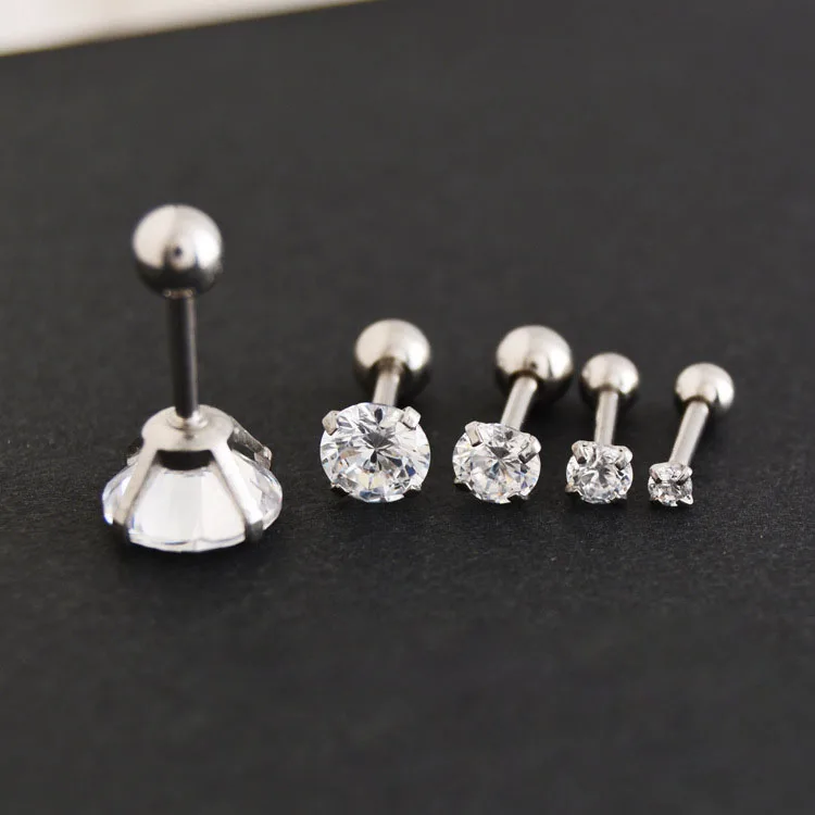 Кристальный фианит, прозрачный драгоценный камень, ушной гвоздик для Козелка, четыре штыря, циркониевые серьги, серьги-гвоздики, золото, 2 мм, 3 мм, 4 мм, 5 мм, 6 мм, 8 мм