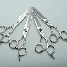 695#6 ''17 см фиолетовый дракон Toppest 440C парикмахерские Ножницы Резка ножницы Salix листьев Форма Профессиональный Человеческие волосы Ножницы