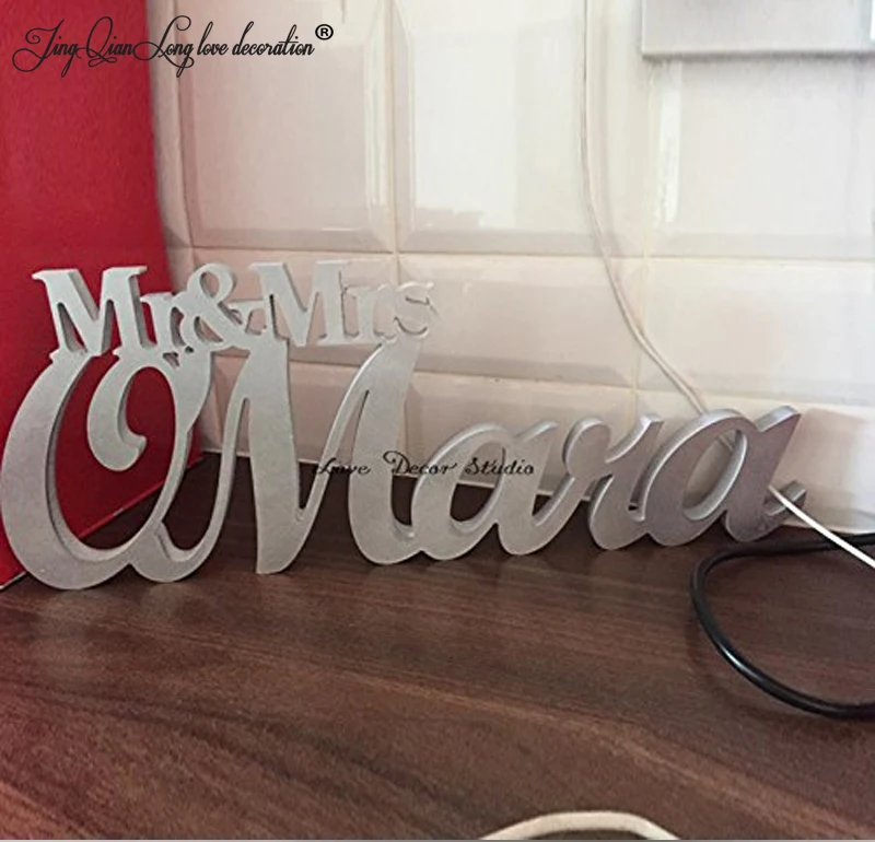 Custom whit gift letter Mr and Mrs LAST NAME, Wedding, Wedding Sign, Mr& Mrs Last Name Table Sign, Wedding Decor 6" tall