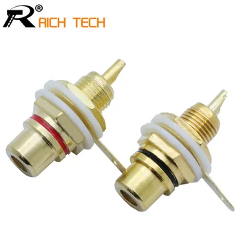 

1pair RCA Connector Welding Gold plated RCA Jack Connector Panel Mount Chassis Audio Socket Plug Bulkhead with NUT Solder CUP