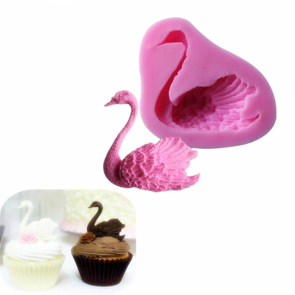 

Elegant 3D Swan Shape Silicone Cake Mold , Kitchen Baking Mould For Chocolate Cookies Fondant Cake Tools Cake Decorating