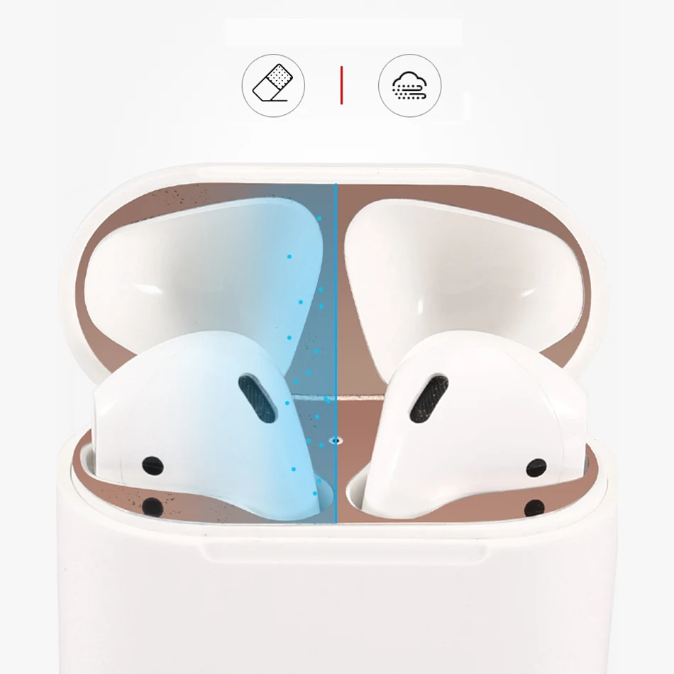 Для Apple AirPods металлическая Пылезащитная наклейка для AirPods 2 ультратонкий аксессуар защитная наклейка Пылезащитная защита кожи