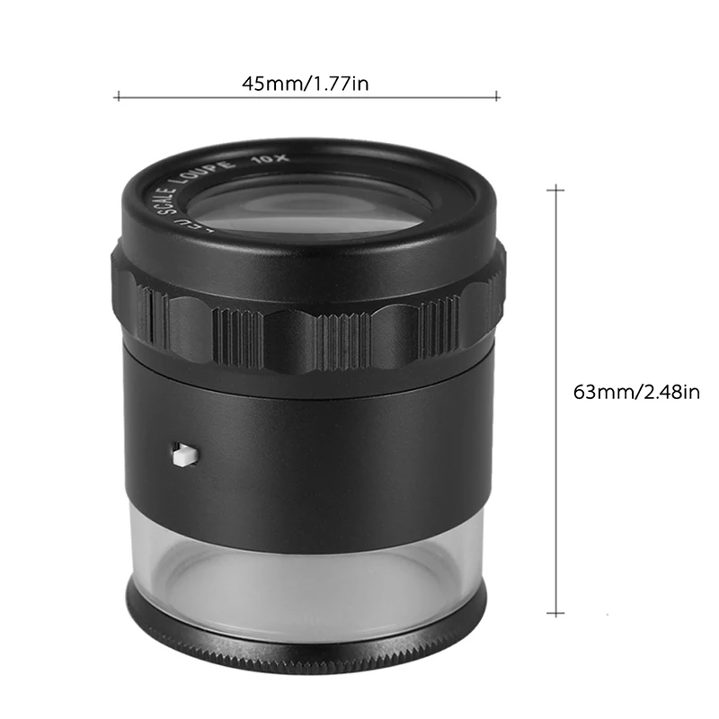  LED Scale Loupe 10X Illuminated Desktop Magnifier Metal Detachable Reticle Coated Optical Glass Len - 33043035974