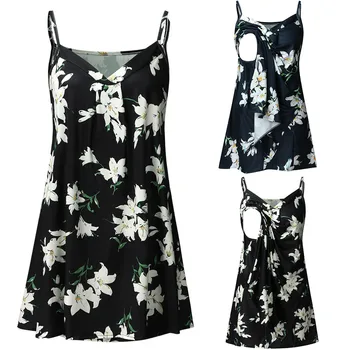 

Breastfeeding Clothes Women Pregnant Sleeveless Straps Ruffles Floral Print Tops Nursing Shirts Lactancia Ropa Summer Soft Wear