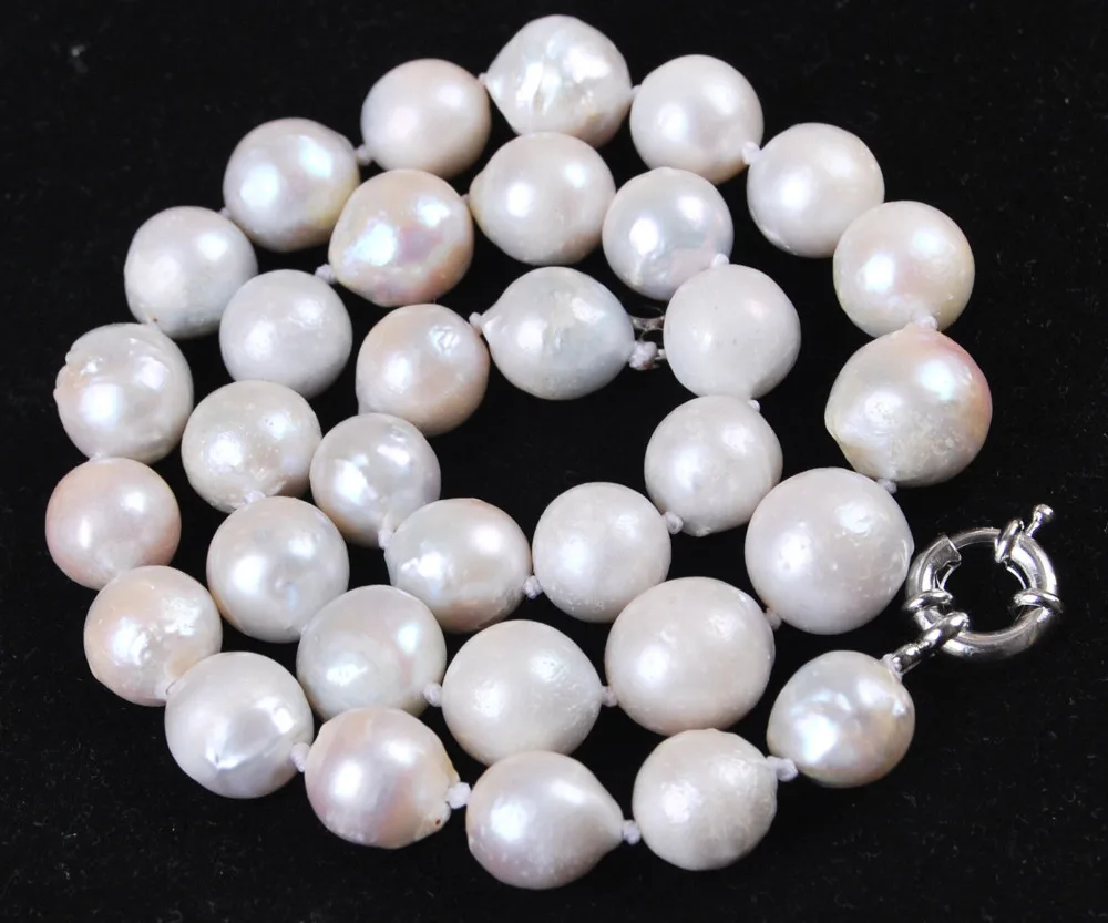 

Hot sale new Style >>>>>Rare 10-14mm Natural South Classic Baroque White Akoya Pearl Necklace 17" AA+
