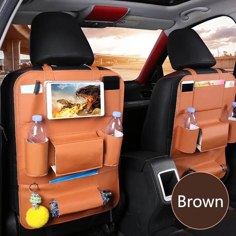 Новая многофункциональная сумка для хранения заднего сиденья автомобиля Защита от пыли детский кик-Мат сумка для хранения - Название цвета: Коричневый