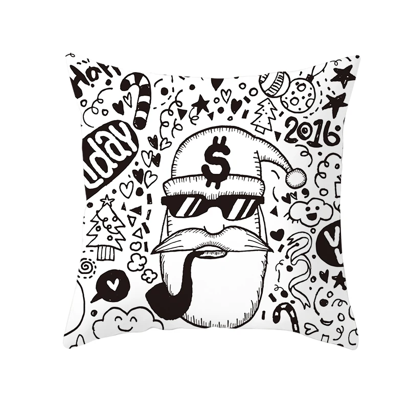 mling 1pcs 45x45cm Santa Claus Christmas Tree Pillowcase Peach Skin Pillowcase Waist Pillow Polyester Throw Pillow Case Cover