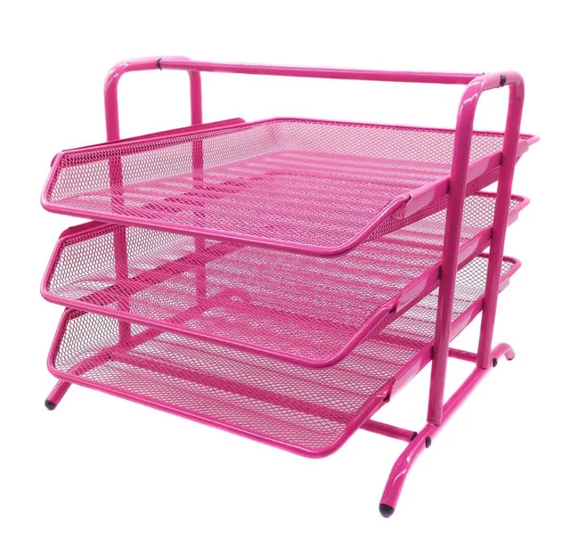 Us 16 99 Mesh 3 Tier Letter Tray Desk Organizer Office Supplies Storage Holder Tool 13 5 X 10 8 9 75 Inches Pink In Boxes Bins From