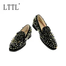 Dandelion Spikes Men Loafers Top Quality Red Bottom Men Shoes Breathable Black Velvet Casual Men Dress Shoes With Rivets Size 47 цена Dandelion Spikes Men Loafers Top Quality Red Bottom Men Shoes Breathable Black Velvet Casual Men Dress Shoes With Rivets Size 47 цены онлайн