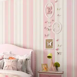 Детская комната стены Бумага дети Спальня романтические розовые принцессы комната охраны окружающей среды нетканые голубой полосой стены