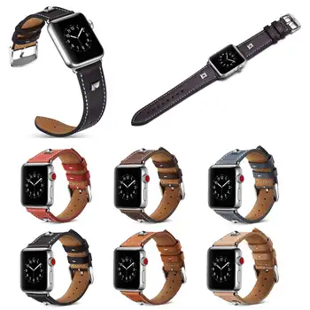 

New Arrival Genuine Leather Watch Band for Apple Watch Series 1 2 3 Strap Rectangle Rivet Belt for iWatch 42mm 38mm Bracelet