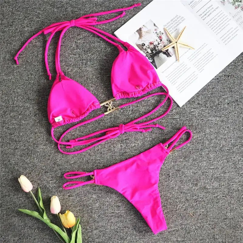 Mujer New Crystal Bikini Sexy Thong Swimsuit Beachwear String Summer High Cut Brazilian Swimwear Women Push Up Bathing Suit