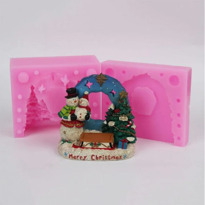 

September new Christmas tree Snowman Fondant cake silicone mold cake dessert decoration crafts mold bakeware diy chocolate mold