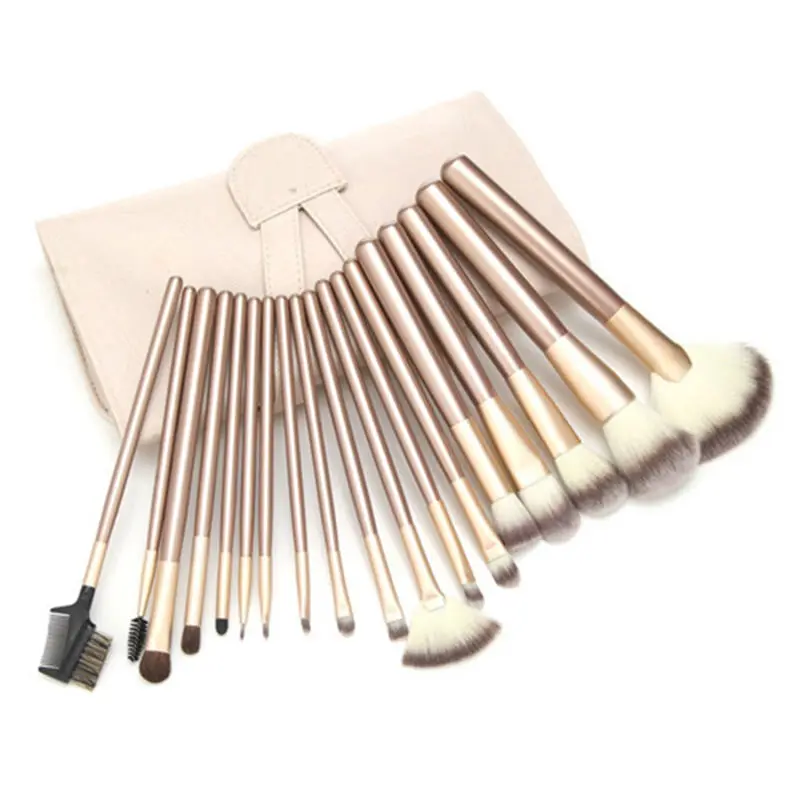 

18 Pcs/Set Pro Cosmetic Makeup Brushes Set Beige Face Brush Kit Makeup Tool