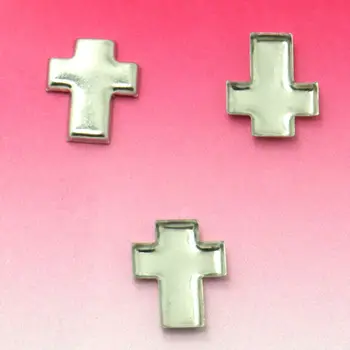 

20pcs Steel Stainless Metal Pendant Tray/Blank Connector with Cross Shape Bezel Setting Tray for Cameo Cabochons