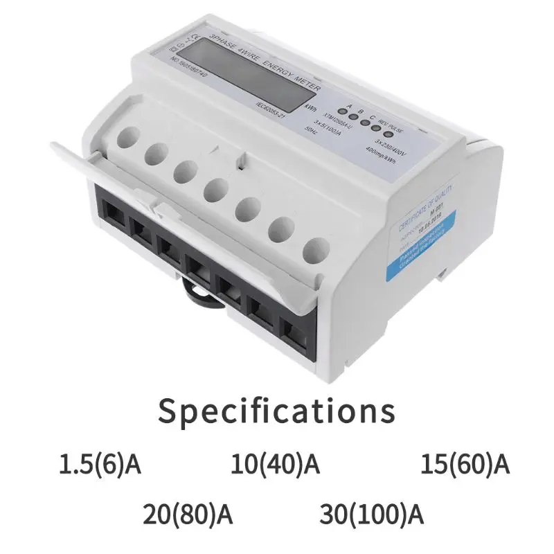 6A/40A/60A/80A/100A 3 фазы 4 провода электрический ЖК-дисплей Дисплей цифровой измеритель энергии откалиброван на din-рейку Мощность метров 50/60HZ