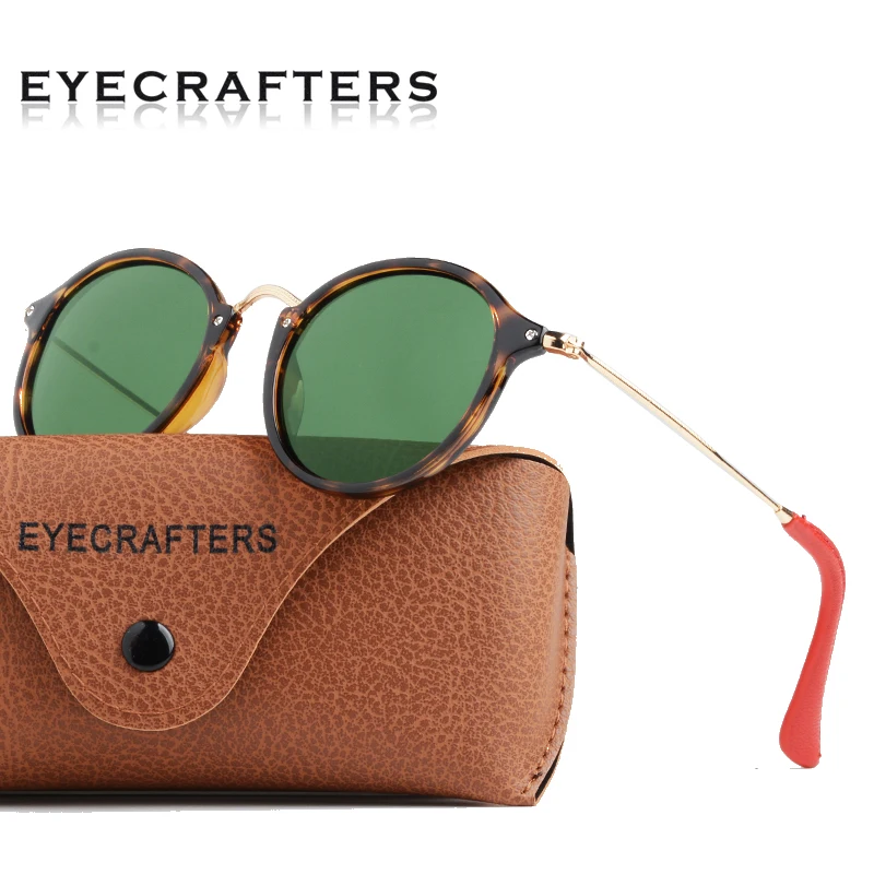 

Eyecrafters Fashion Round Fleck Sunglasses Mens Womens Retro Vintage Round Polarized Sunglasses Tortoise Frame with G15 Lens