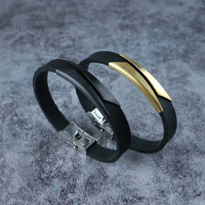 Новые ювелирные изделия Белый силиконовый браслет на запястье браслеты из нержавеющей стали мужские браслеты