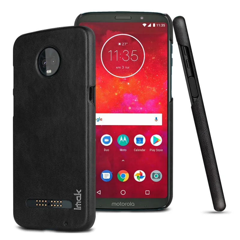 IMAK Ruiyi, серия, роскошный чехол из искусственной кожи для Motorola Moto Z3 Play, жесткий чехол-накладка из поликарбоната, качественный чехол для MOTO Z3 Play - Цвет: Black