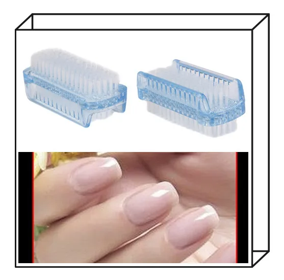 Hot 1pc Double Sided Hand Nail Cleaner Brush Plastic Nail Cleaning Scrubbing Brush Manicure Tool