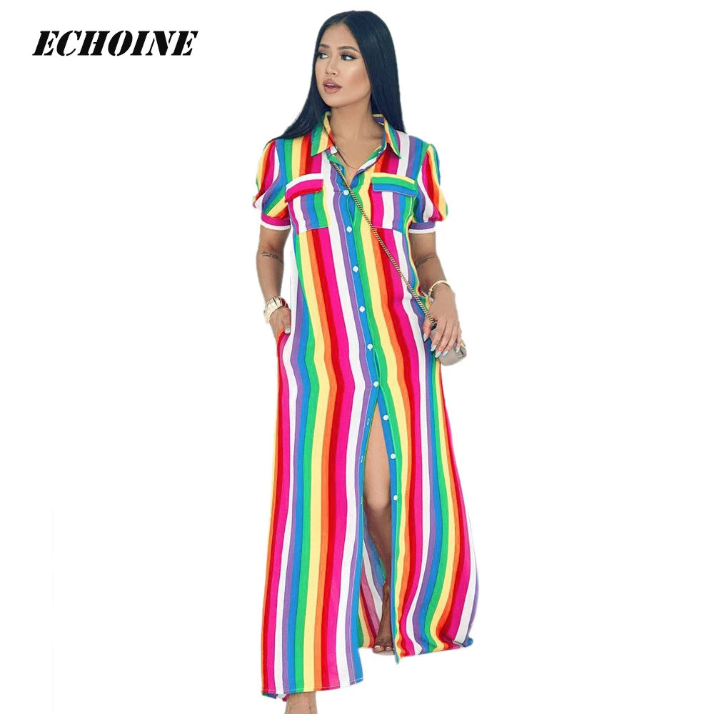 colorful striped maxi dress