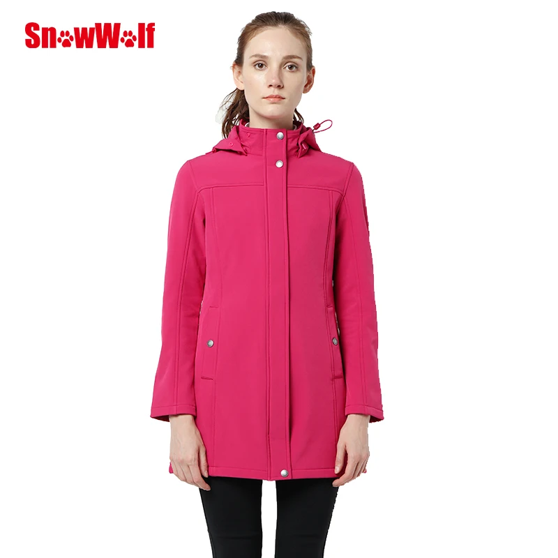 

SNOWWOLF Outdoor Waterproof Softshell Woman's Long Jacket winter overcoat with Hood for Camping Hiking Jackets Coat