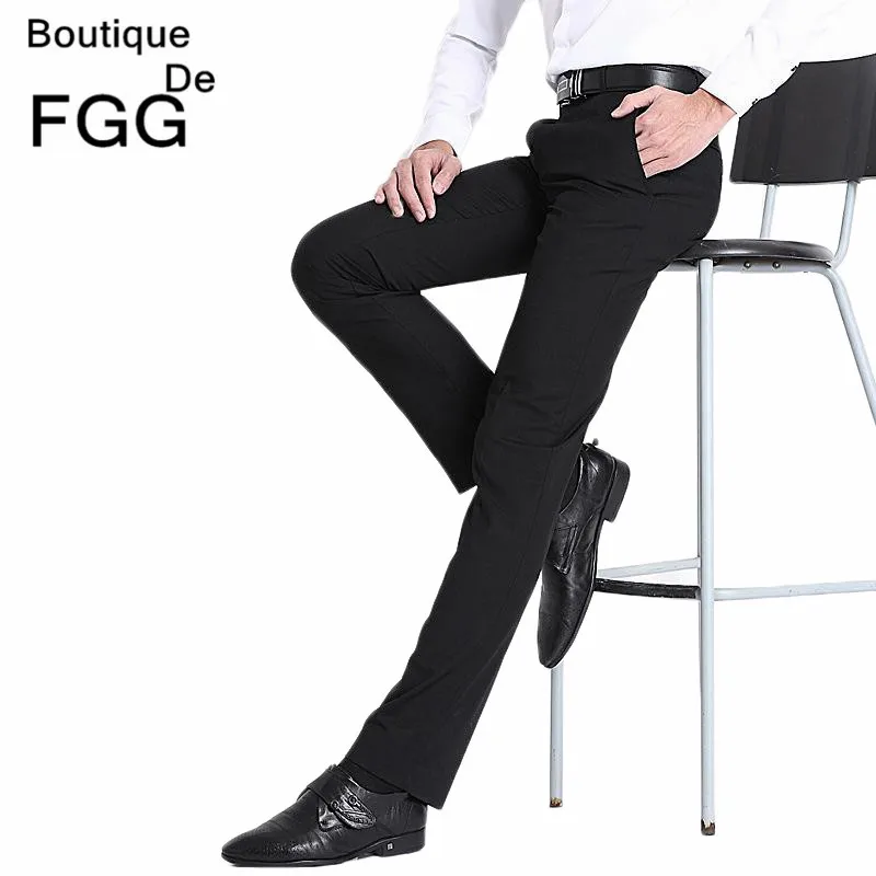 Size29-40 Легкие мужские прямые брюки для свадьбы деловые формальные черный костюм