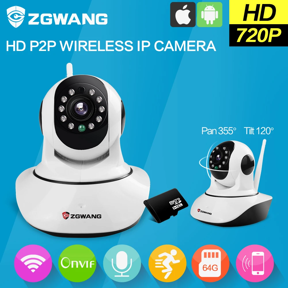 

ZGWANG X6 Wireless IP Camera 720P Network CCTV Security Camera WiFi Wi-fi Video Surveillance Cameras IR-Cut Night Vision Audio