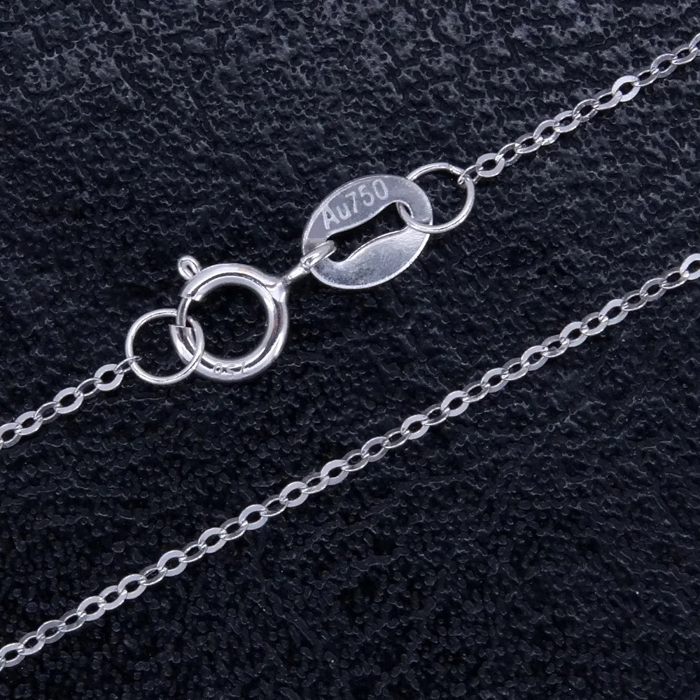

RINYIN Genuine 18K White Gold Necklace Pure AU750 Cute Rolo Chain 1mm Width 16" - 36" Inches