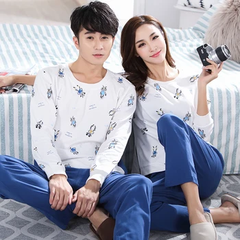 

Autumn Winter New Pyjamas Couple Pajamas Set Men's Sleepwear Women's Pajama Set Pijamas Mujer Lover Cotton Pyjamas Home Clothing
