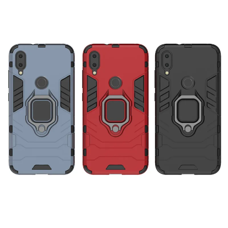 

For Xiaomi Mi Play Case Back Cover Car Holder Stand Magnetic Bracket Finger Ring Hard PC Silicon Capa