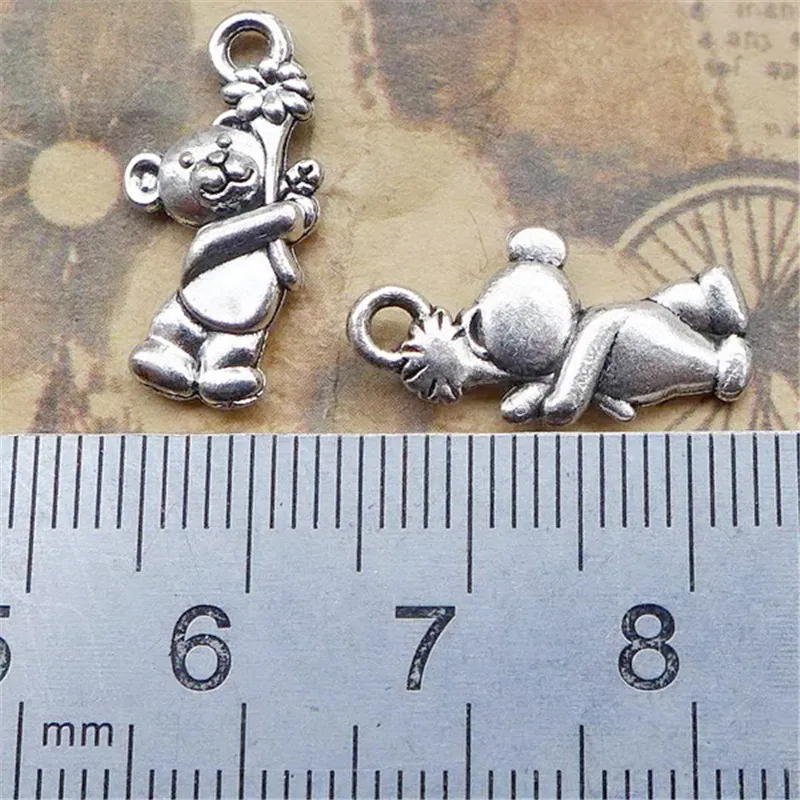 

Hot Selling 12 Pieces/Lot 19mm*9.7mm Diy Accessory tibetan silver animal bear cute charms For Jewelry Making