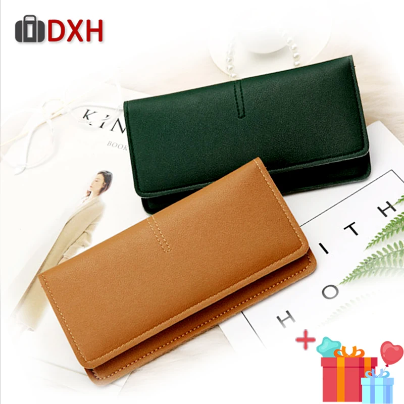 

Fashion Long Women Wallets 2019 New Solid Clutch Synthetic/PU Leather Card Holder Note Compartment Ladies Wallet And Purses DXH