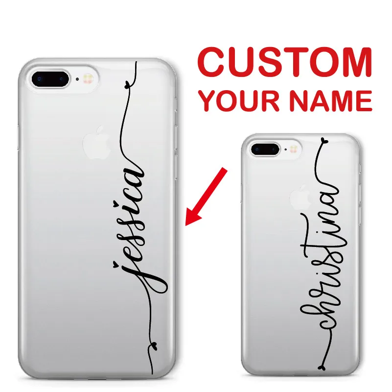 

Personalized Custom Name Text Soft Clear Phone Case For iPhone 5 5S 6 6S 6Plus 7 7Plus 8 8Plus X SAMSUNG Galaxy S7 S8 S9 plus