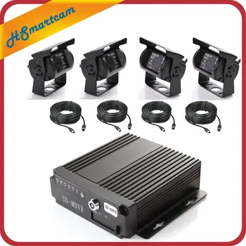 

4Ch Car Hard Drive AHD Mobile DVR SD + 4 Video Cable + 4 AHD 1200TVL Camera Car Mobile DVR System
