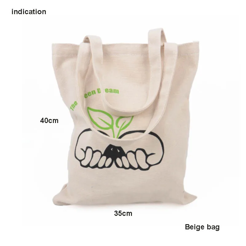 

100pcs/lot Beige Size 35*40cm Company Advertising Customized Logo Colors Print Canvas Cotton Tote Bag Women Fashion Eco Bag