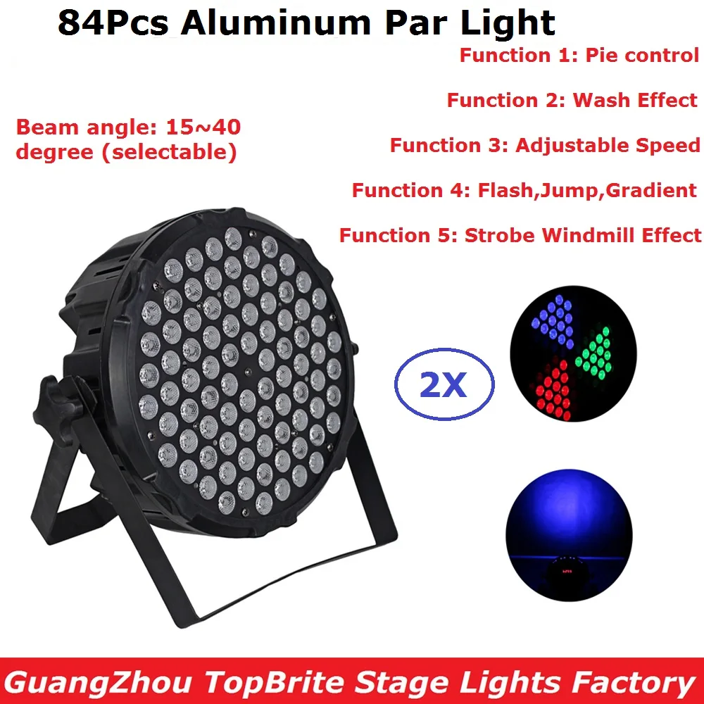 

2Pcs/Lot Flat LED Par Cans 84X3W RGB 3IN1 LED Par Lights DJ Par Cans Aluminum Alloy 90-240V For Party Wedding XMAS Decoration