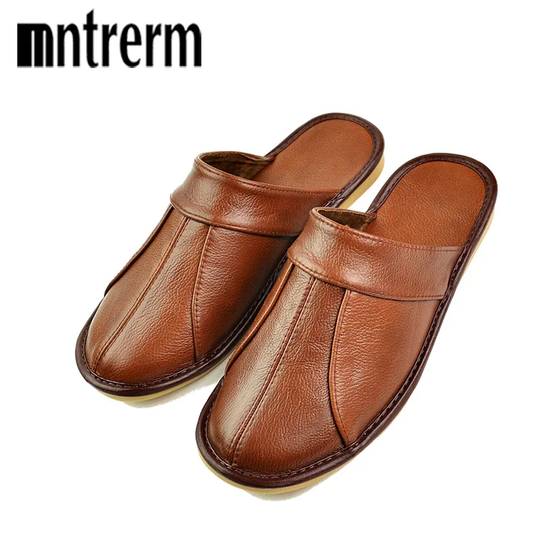 Mntrerm/весенние мужские тапочки без застежки Мягкие удобные туфли из 100% коровьей