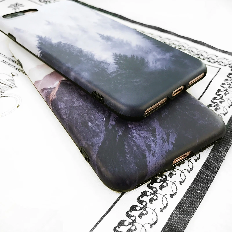 Ретро пейзаж горы Телефон чехол для iphone 6 7 8 плюс задняя крышка моды лес облака X