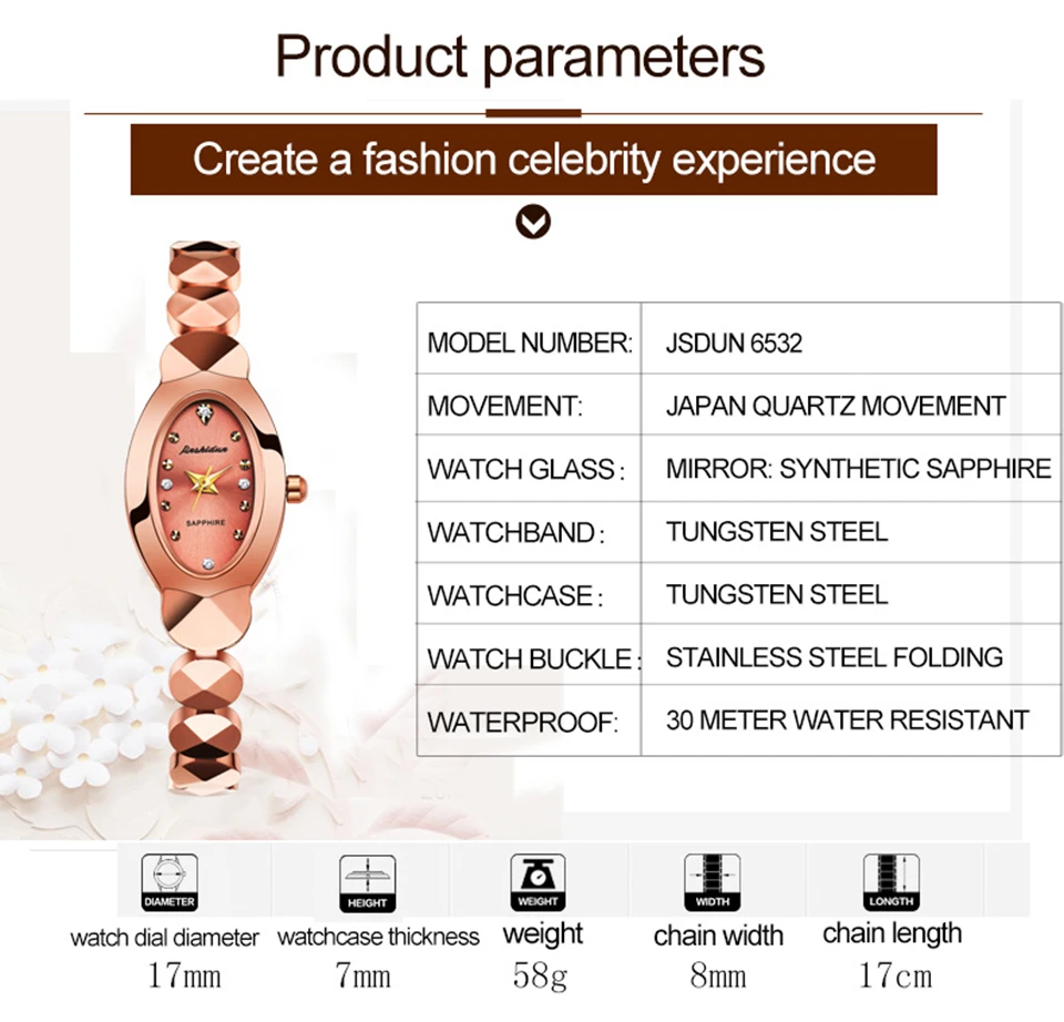JSDUN женские часы женские вольфрамовый стальной браслет японские часы с кварцевым механизмом модное платье часы со стразами relogio feminino