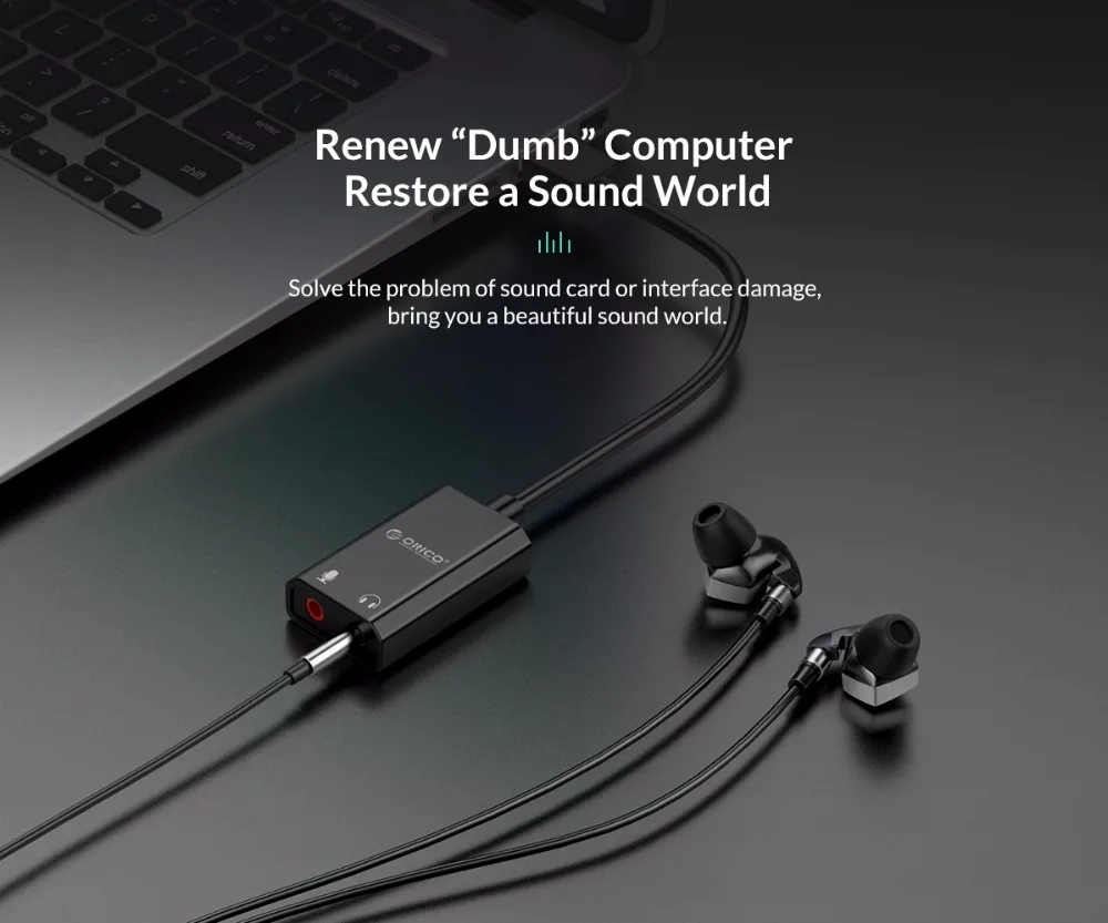 ORICO USB внешняя звуковая карта USB к наушники Audio Интерфейс 3-в-1 для Windows/Mac/Linux микрофон звуковая карта