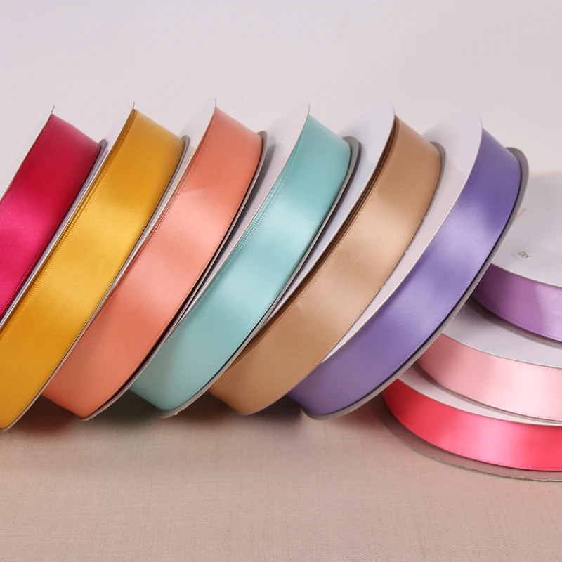 

2.5cm cm wide and20 meters long color silk ribbon gift packaging with high density polyester with high quality manual