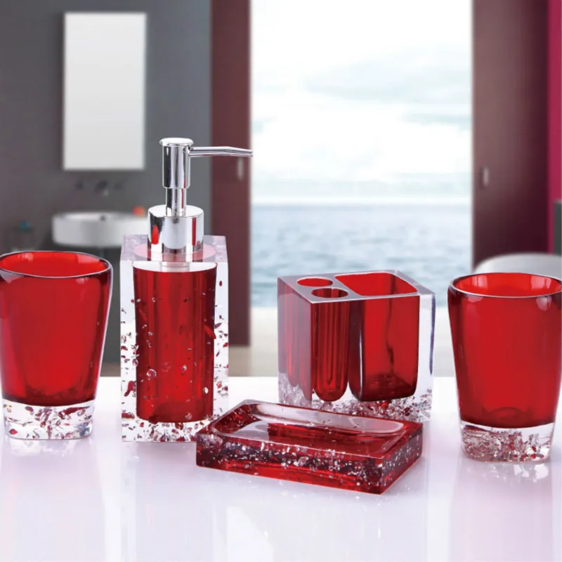 5pcs Bathroom Accessories Set Crystal Ice Flower Transparent Acrylic Soap Dish Dispenser Toothbrush Holder Tumbler Wash Kit 5pcs Bathroom Accessories Set Crystal Ice Flower Transparent Acrylic Soap Dish Dispenser Toothbrush Holder Tumbler Wash Kit