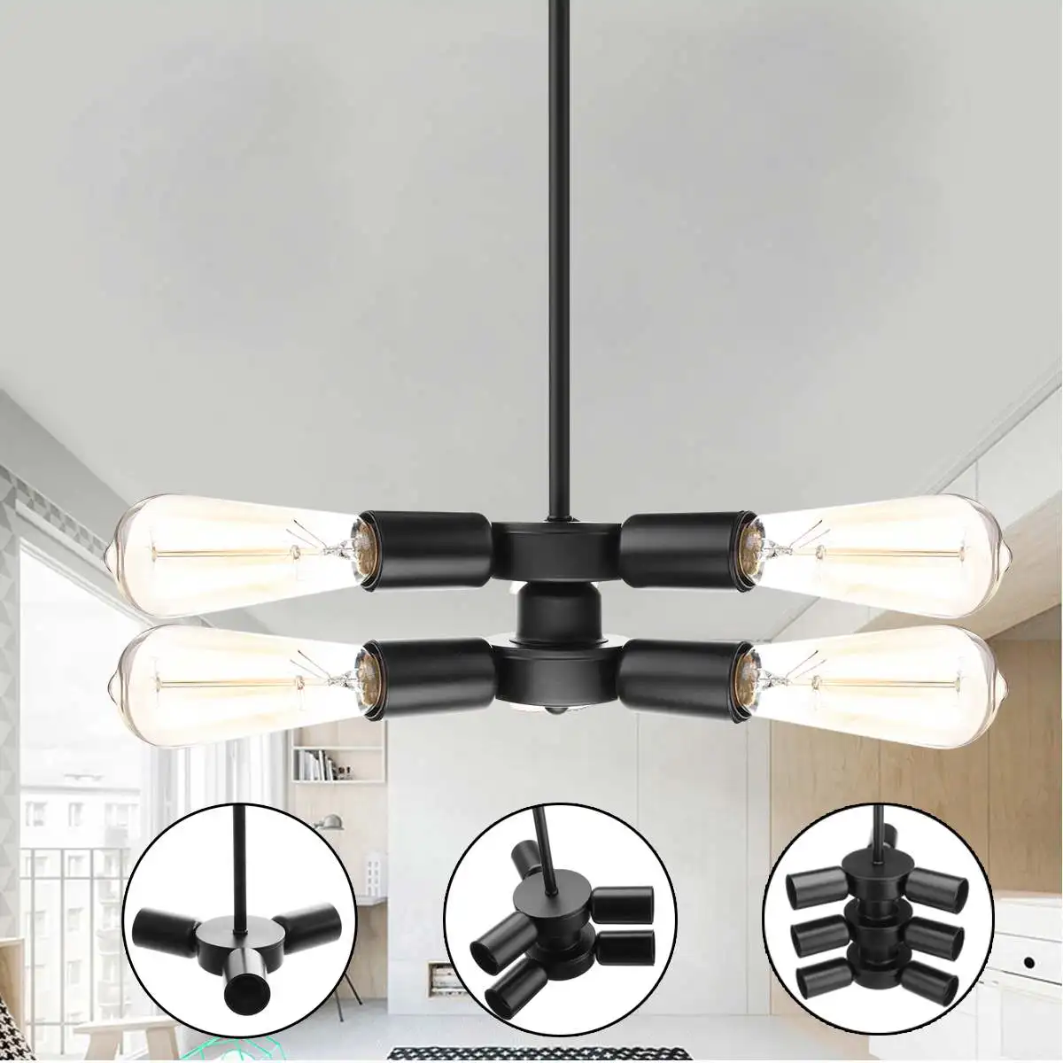 

3/6/9 Heads Retro Led Lamp Chandelier Lighting Modern Light Handing Holders Indoor Living Room Hotel Restaurant Chandeliers