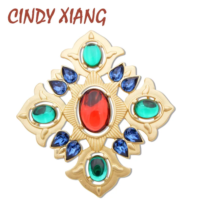 

CINDY XIANG New Arrival Resin Bead Cross Brooches for Women Baroque Pin Brooch Gold Color Fashion Design High Quality New 2019