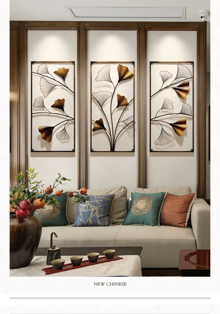 Китайский металлический полый лист гинкго офис Лаки Фэн-шуй украшения Ремесло дома гостиной стены диван ТВ фон фрески украшения