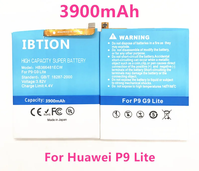Аккумулятор IBTION HB366481ECW 3900 мАч для Huawei P9 Ascend Lite 5C с функцией зарядки защиты от