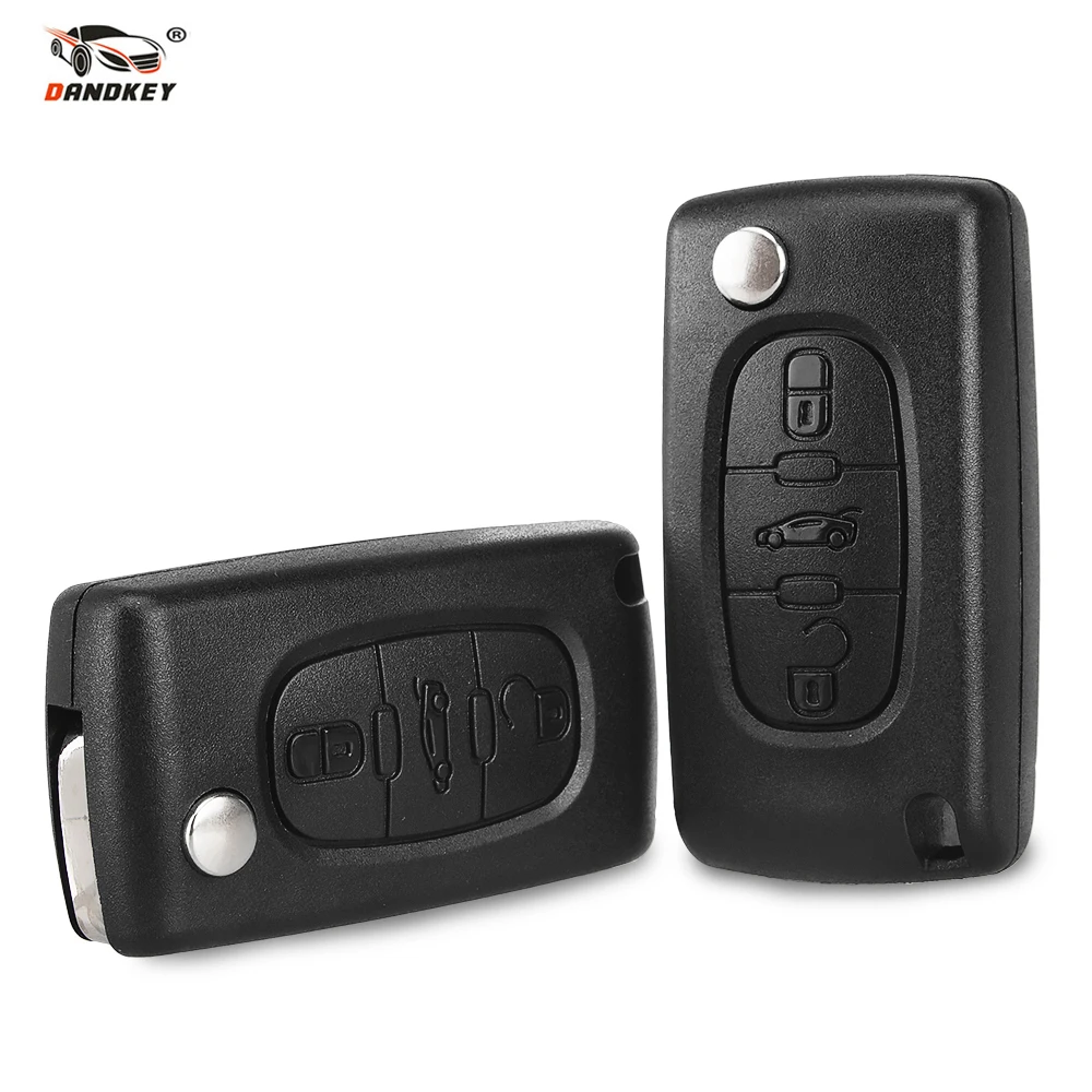 

DANDKEY HU83 CE523 3B Remote Car Key Case Shell For Citroen C2 C3 C4 C5 C6 C8 XSARA PICA For Peugeot 407 307 308 607 With Logo